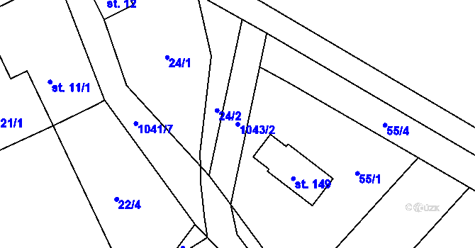 Parcela st. 1043/2 v KÚ Janův Důl, Katastrální mapa