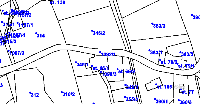 Parcela st. 1092/1 v KÚ Janův Důl, Katastrální mapa