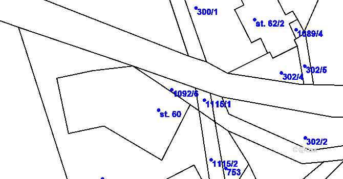 Parcela st. 1092/6 v KÚ Janův Důl, Katastrální mapa