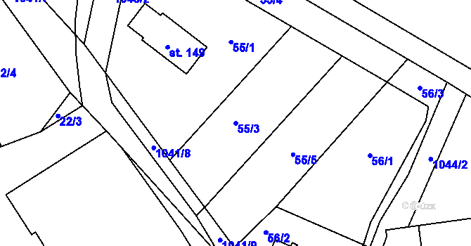 Parcela st. 55/3 v KÚ Janův Důl, Katastrální mapa