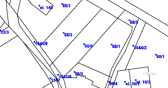 Parcela st. 55/5 v KÚ Janův Důl, Katastrální mapa