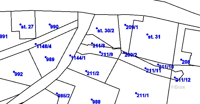 Parcela st. 211/9 v KÚ Janův Důl, Katastrální mapa