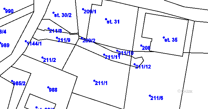 Parcela st. 211/11 v KÚ Janův Důl, Katastrální mapa