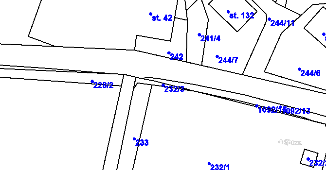 Parcela st. 232/3 v KÚ Janův Důl, Katastrální mapa