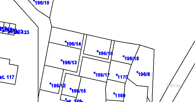 Parcela st. 196/16 v KÚ Janův Důl, Katastrální mapa