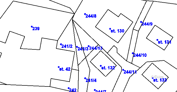 Parcela st. 244/13 v KÚ Janův Důl, Katastrální mapa