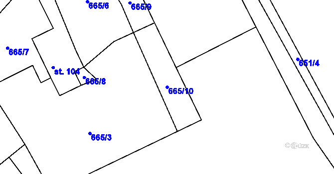 Parcela st. 665/10 v KÚ Janův Důl, Katastrální mapa