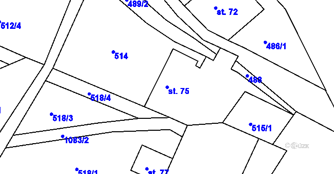 Parcela st. 75 v KÚ Rozstání pod Ještědem, Katastrální mapa
