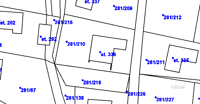 Parcela st. 336 v KÚ Rozstání pod Ještědem, Katastrální mapa