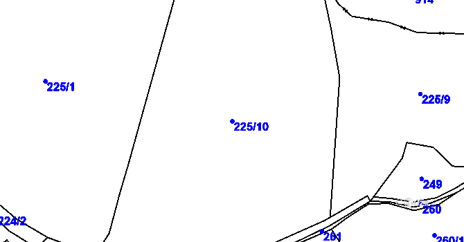 Parcela st. 225/10 v KÚ Rozstání pod Ještědem, Katastrální mapa