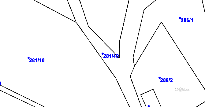 Parcela st. 281/40 v KÚ Rozstání pod Ještědem, Katastrální mapa