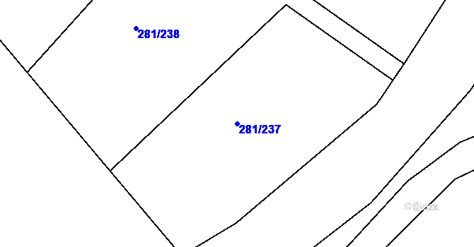 Parcela st. 281/237 v KÚ Rozstání pod Ještědem, Katastrální mapa
