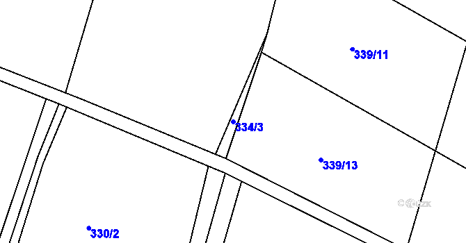 Parcela st. 334/3 v KÚ Rozstání pod Ještědem, Katastrální mapa