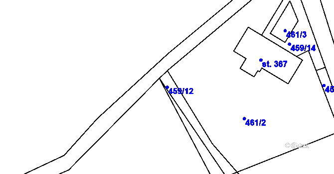 Parcela st. 459/12 v KÚ Rozstání pod Ještědem, Katastrální mapa