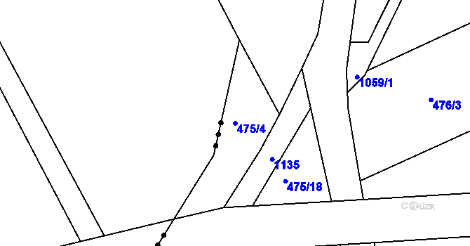 Parcela st. 475/4 v KÚ Rozstání pod Ještědem, Katastrální mapa