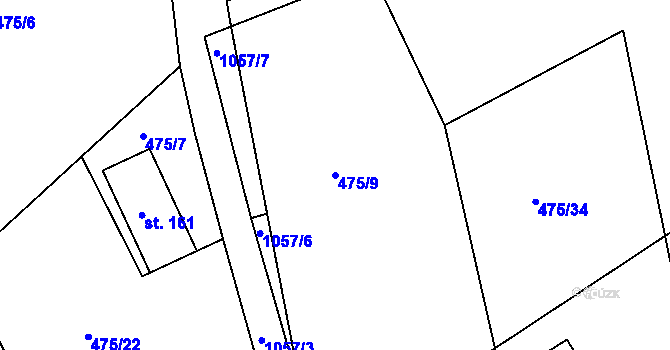 Parcela st. 475/9 v KÚ Rozstání pod Ještědem, Katastrální mapa