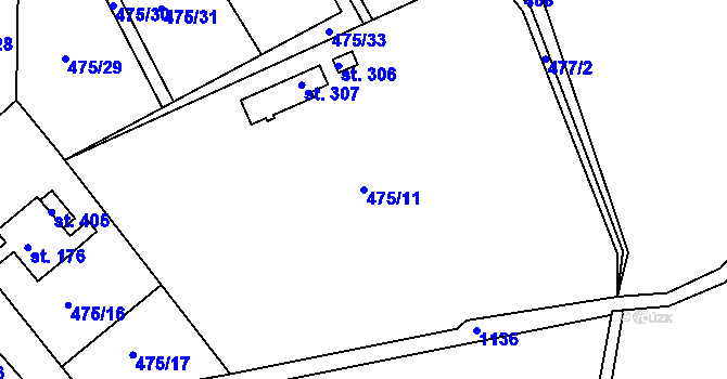 Parcela st. 475/11 v KÚ Rozstání pod Ještědem, Katastrální mapa
