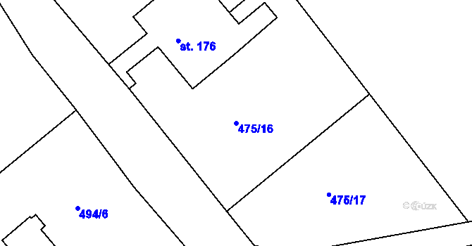 Parcela st. 475/16 v KÚ Rozstání pod Ještědem, Katastrální mapa