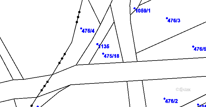Parcela st. 475/18 v KÚ Rozstání pod Ještědem, Katastrální mapa