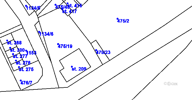 Parcela st. 475/23 v KÚ Rozstání pod Ještědem, Katastrální mapa