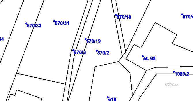 Parcela st. 570/2 v KÚ Rozstání pod Ještědem, Katastrální mapa