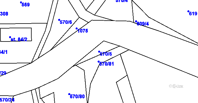 Parcela st. 570/5 v KÚ Rozstání pod Ještědem, Katastrální mapa