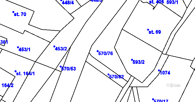 Parcela st. 570/76 v KÚ Rozstání pod Ještědem, Katastrální mapa