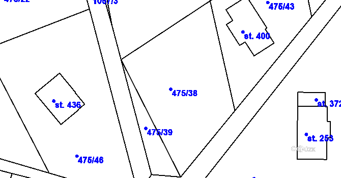 Parcela st. 475/38 v KÚ Rozstání pod Ještědem, Katastrální mapa