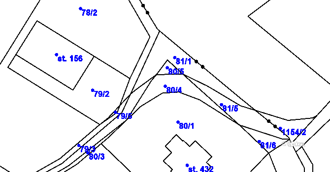 Parcela st. 80/4 v KÚ Rozstání pod Ještědem, Katastrální mapa