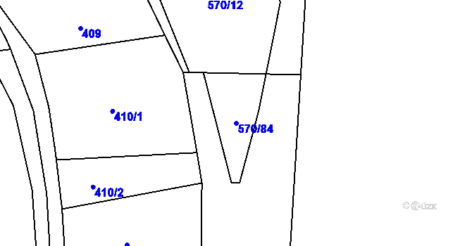 Parcela st. 570/84 v KÚ Rozstání pod Ještědem, Katastrální mapa