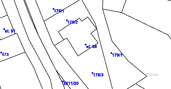 Parcela st. 68 v KÚ Rozstání u Moravské Třebové, Katastrální mapa