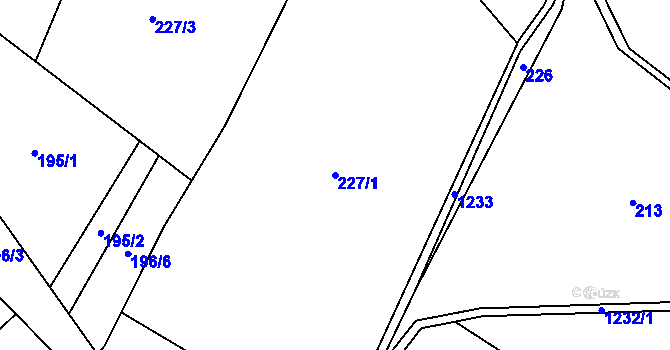 Parcela st. 227/1 v KÚ Rozstání u Moravské Třebové, Katastrální mapa