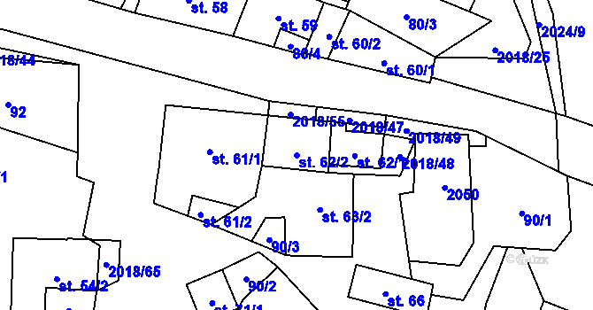 Parcela st. 62/2 v KÚ Rozstání pod Kojálem, Katastrální mapa