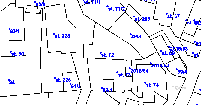 Parcela st. 72 v KÚ Rozstání pod Kojálem, Katastrální mapa
