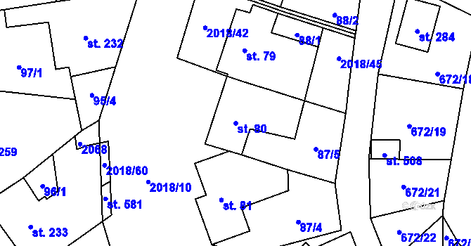 Parcela st. 80 v KÚ Rozstání pod Kojálem, Katastrální mapa