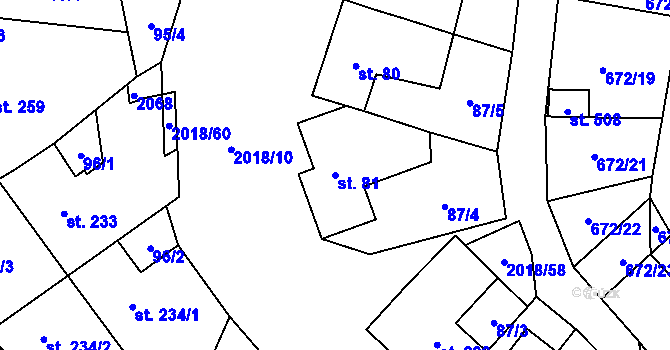Parcela st. 81 v KÚ Rozstání pod Kojálem, Katastrální mapa