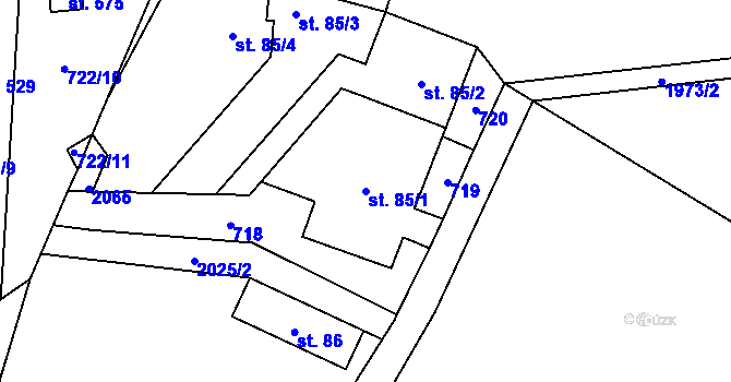Parcela st. 85/1 v KÚ Rozstání pod Kojálem, Katastrální mapa