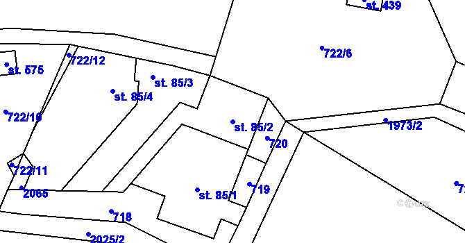 Parcela st. 85/2 v KÚ Rozstání pod Kojálem, Katastrální mapa