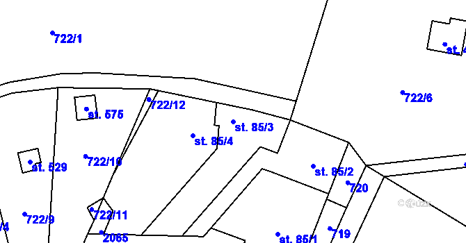 Parcela st. 85/3 v KÚ Rozstání pod Kojálem, Katastrální mapa
