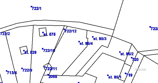 Parcela st. 85/4 v KÚ Rozstání pod Kojálem, Katastrální mapa