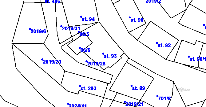 Parcela st. 93 v KÚ Rozstání pod Kojálem, Katastrální mapa