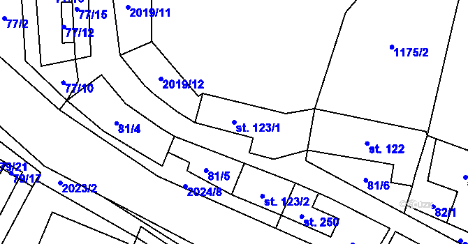 Parcela st. 123/1 v KÚ Rozstání pod Kojálem, Katastrální mapa