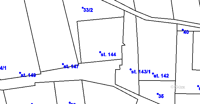Parcela st. 144 v KÚ Rozstání pod Kojálem, Katastrální mapa