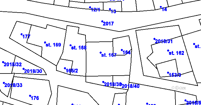 Parcela st. 167 v KÚ Rozstání pod Kojálem, Katastrální mapa
