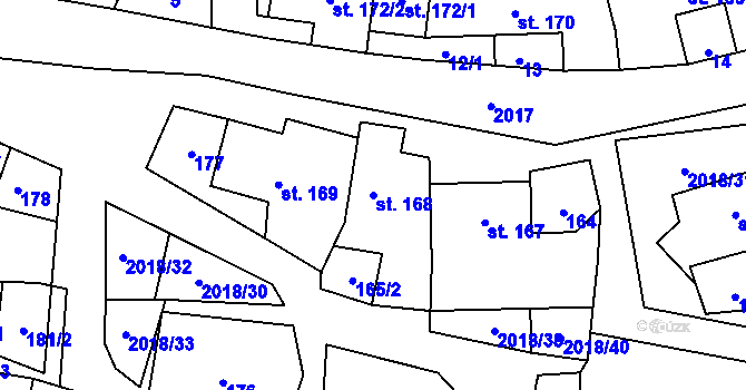 Parcela st. 168 v KÚ Rozstání pod Kojálem, Katastrální mapa