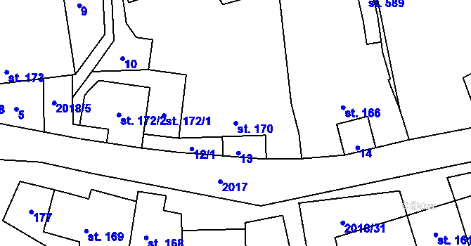 Parcela st. 170 v KÚ Rozstání pod Kojálem, Katastrální mapa