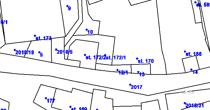 Parcela st. 172/1 v KÚ Rozstání pod Kojálem, Katastrální mapa