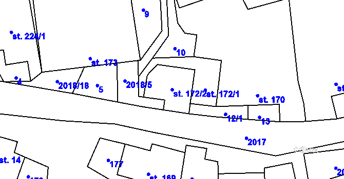 Parcela st. 172/2 v KÚ Rozstání pod Kojálem, Katastrální mapa