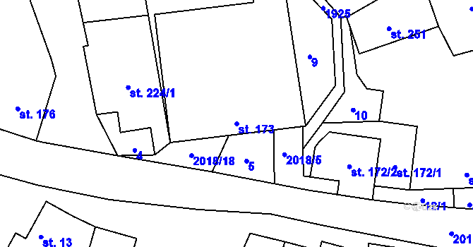 Parcela st. 173 v KÚ Rozstání pod Kojálem, Katastrální mapa
