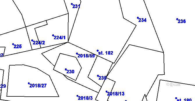 Parcela st. 182 v KÚ Rozstání pod Kojálem, Katastrální mapa